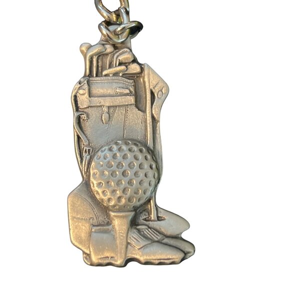 Vintage 1994 GAP Fine Pewter Keychain Golf Bag Balls Clubs Engraved Adam 4.5" - Picture 2 of 5